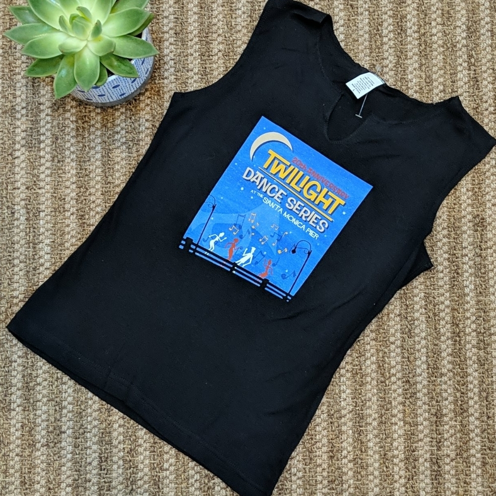 Tank Top Santa Monica Pier  T Shirt Black NWOT